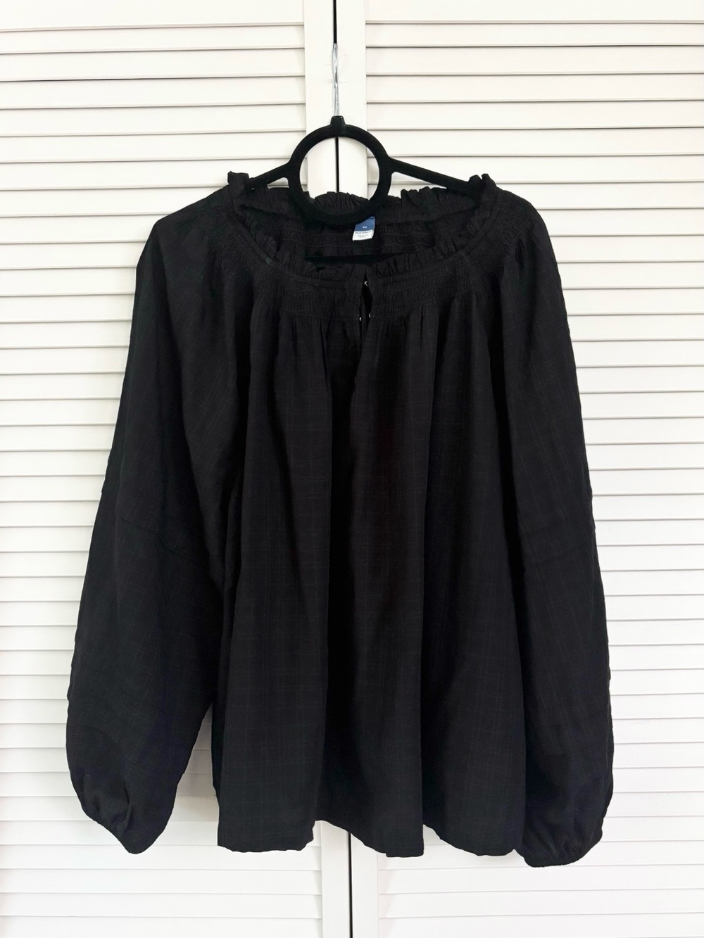 Old Navy Black Smocked Long Sleeve Peasant Blouse, Size: 2X, NWT